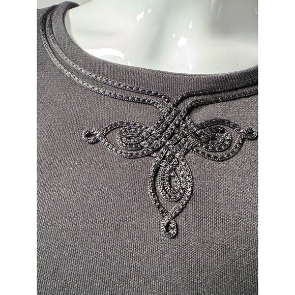 Josephine Chaus Black Embroidered Cardigan & Tank Set Rayon/Polyester S Made In - Picture 9 of 16